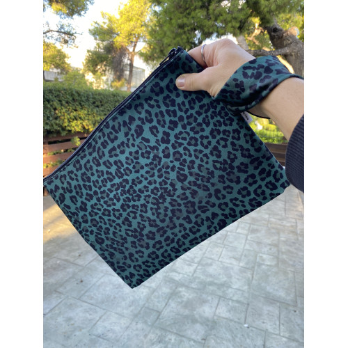 Teal Leopard Clutch