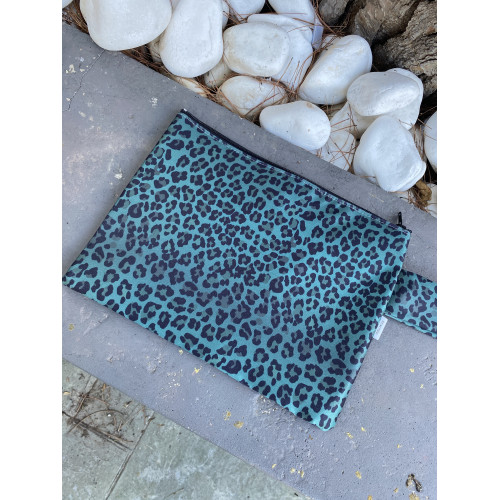 Teal Leopard Clutch