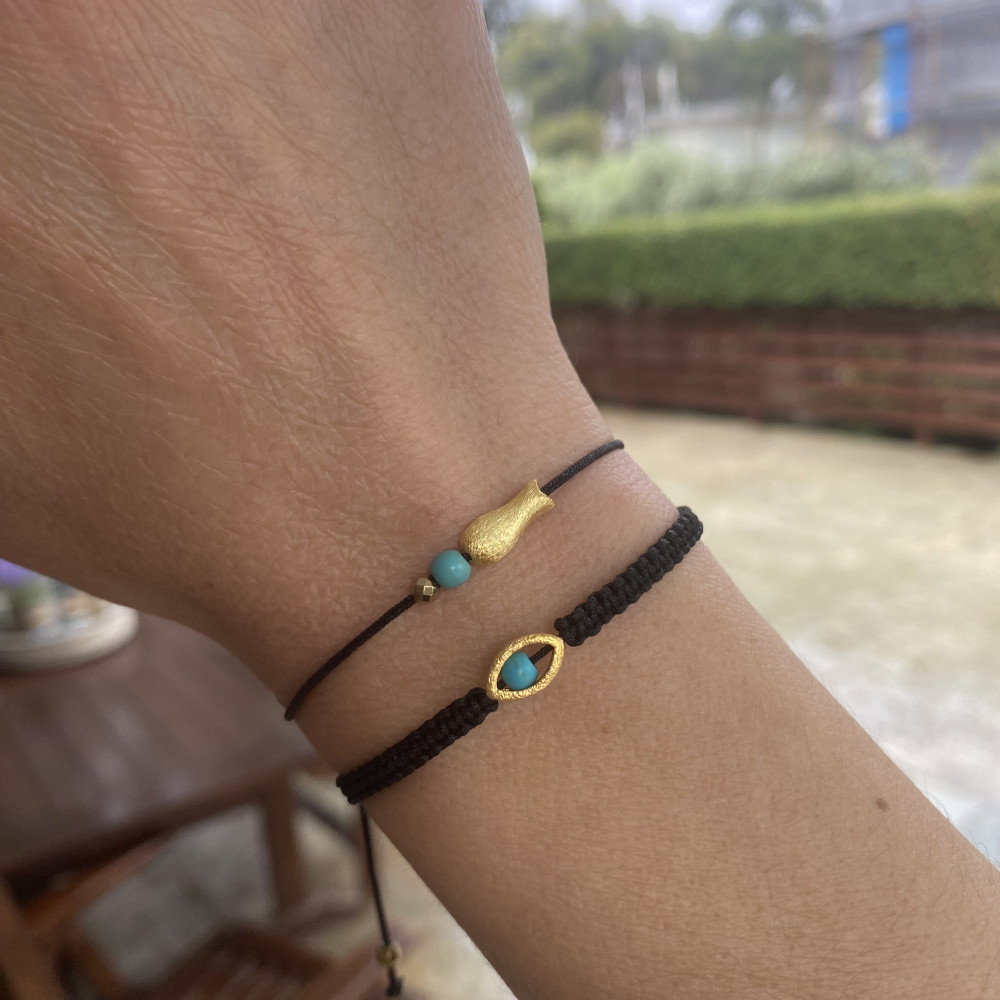 χειροποίητο βραχιόλι μάτι με ασήμι 925 και μαύρο κορδόνι