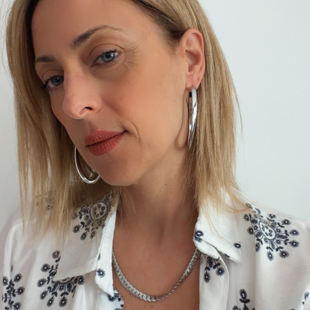 ατσάλινα σκουλαρίκια οβάλ μεγάλα ασημί statement