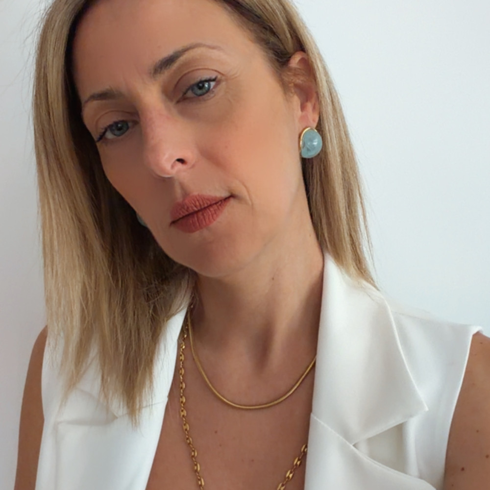 σκουλαρίκια σιέλ πέτρα χρυσό καρφωτά