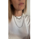 κολιέ silver rhythm με ασημί στοιχεία και ατσάλινες αλυσίδες