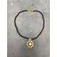 Solar Contrast necklace with black beads and geometric metal element κολιέ solar contrast με μαύρες χάντρες και γεωμετρικό μεταλλικό στοιχείο