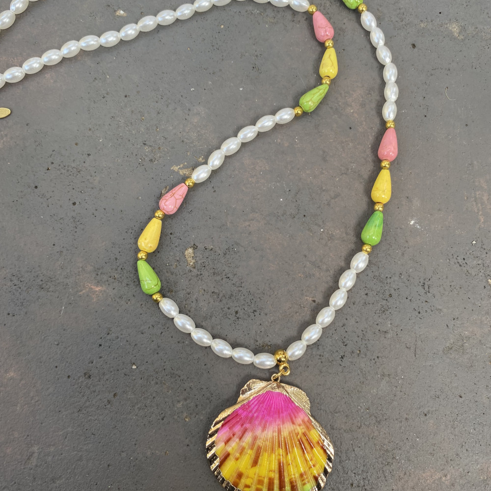 Κολιέ με χτυσές χάντρες & λευκές πέρλες