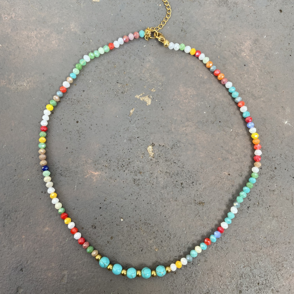 "Ocean Carnival"- κολιέ με πολύχρωμα κρυσταλλάκια Κολιέ χειροποίητο με πέτρες χαολίτη