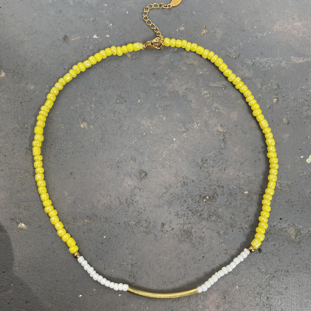 Κολιέ Χειροποίητο Με Επιχρυσωμένη Μεταλλική Μπάρα