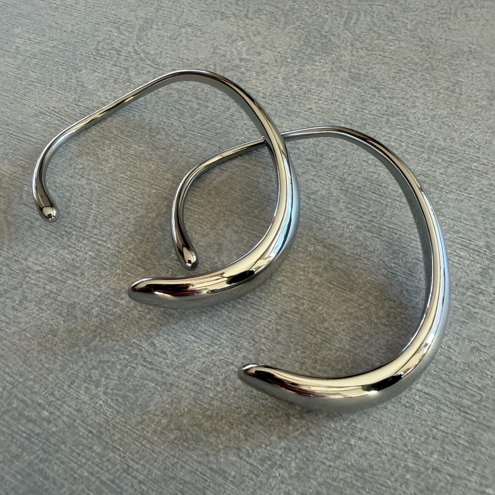 Ατσάλινο Βραχιόλι Cuff Ασημί ατσάλινο ασημί βραχιόλι cuff minimal ανοιχτό σχέδιο