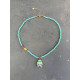 Necklace Nemo με Γυάλινο Ψαράκι κολιέ με γυάλινο ψαράκι και τυρκουάζ κρυσταλλάκια