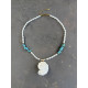 Necklace Selena με Φυσικό Κοχύλι κολιέ με φυσικό κοχύλι λευκές πέρλες και χαολίτες