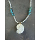 Necklace Selena με Φυσικό Κοχύλι κολιέ με φυσικό κοχύλι λευκές πέρλες και χαολίτες
