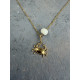 Necklace Coralie με Καβουράκι κολιέ με καβουράκι και μπεζ κεραμική χάντρα