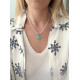 Necklace Aqua Lumière με Πέρλες και Ζιργκόν κολιέ με γυάλινες πέρλες και aqua ημιπολύτιμο στοιχείο