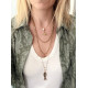 Necklace Coralie με Καβουράκι κολιέ με καβουράκι και μπεζ κεραμική χάντρα