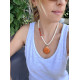 Sunset Shell Necklace κολιέ με φυσικό πορτοκαλί κοχύλι χαολίτες και αιματίτες