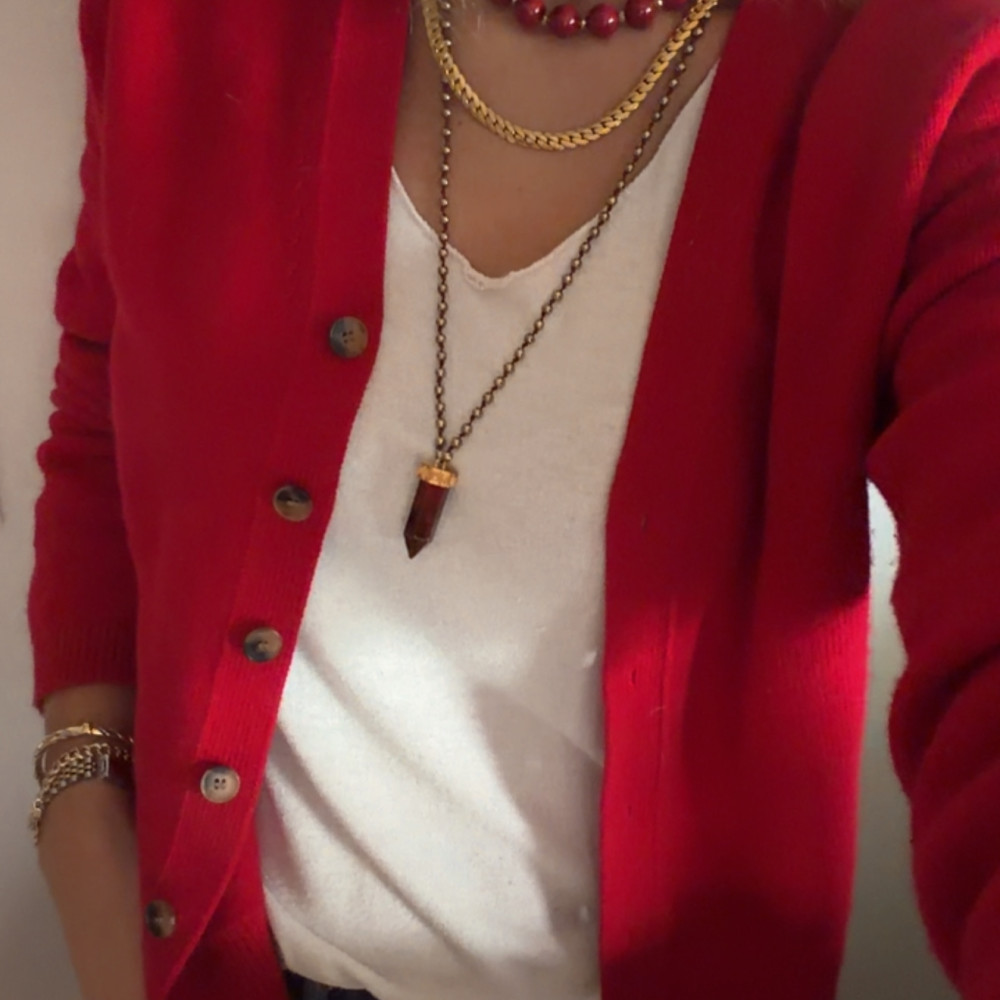 Romy Necklace μπορντό κολιέ με γυάλινες πέρλες