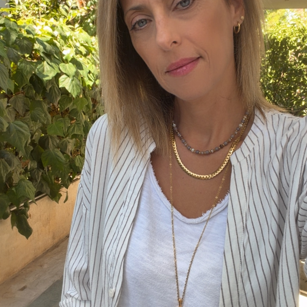 Noma Necklace μακρύ χρυσό κολιέ με ατσάλινη αλυσίδα και σμάλτο