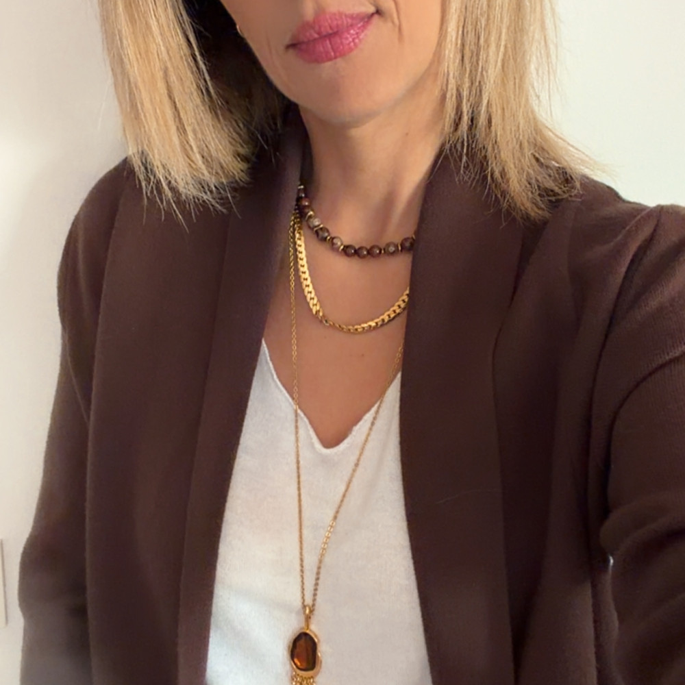 Amaya Necklace – Κολιέ με πέτρες αχάτη και αιματίτη Amaya Necklace κολιέ με αχάτη και χρυσούς αιματίτες