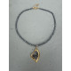 Vesper Necklace κολιέ με αιματίτες και ατσάλινη χρυσή καρδιά με στρας