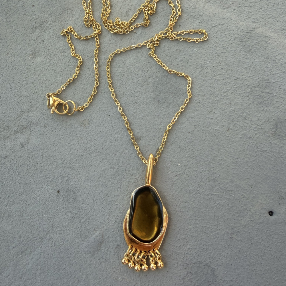 Noma Necklace μακρύ χρυσό κολιέ με ατσάλινη αλυσίδα και σμάλτο