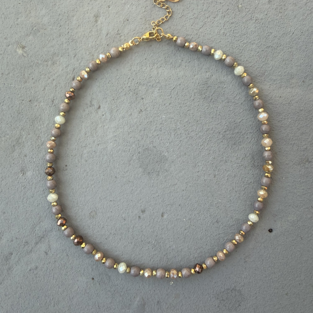Mira Necklace κολιέ με χαολίτες και κρυσταλλάκια σε γήινες αποχρώσεις