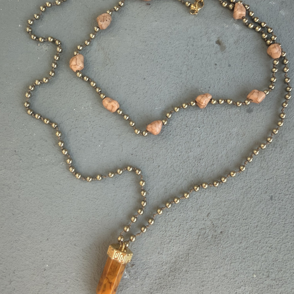 Margo Necklace κολιέ με χαολίτη και χρυσούς αιματίτες