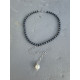 Livia Necklace κολιέ με μαύρες γυάλινες πέρλες και ατσάλινη αλυσίδα