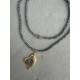 Vesper Necklace κολιέ με αιματίτες και ατσάλινη χρυσή καρδιά με στρας