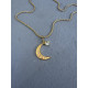 Lunar Charm χρυσό ατσάλινο κολιέ με φεγγάρι 3 εκ., διάφανα ζιργκόν και στριφτή αλυσίδα