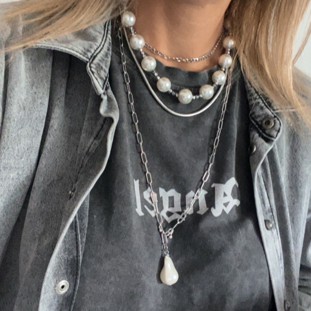 χειροποίητο κολιέ pearl attitude με πέρλες και αιματίτη