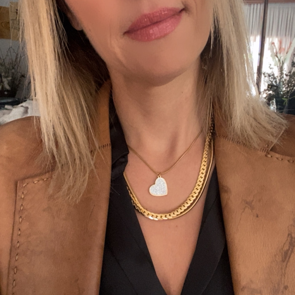 κολιέ shine icons με καρδιά αστέρι και τριφύλλι