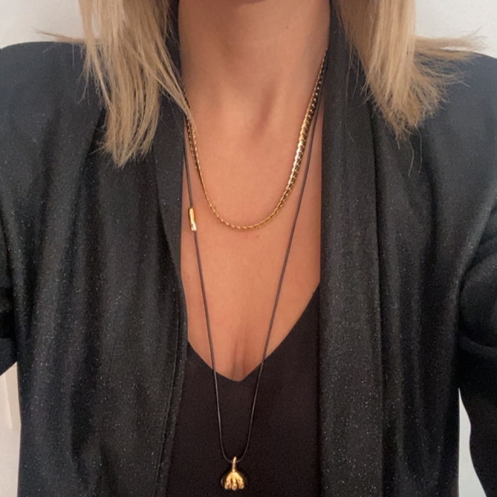 κολιέ lucky garlic με σκόρδο ατσάλινη αλυσίδα