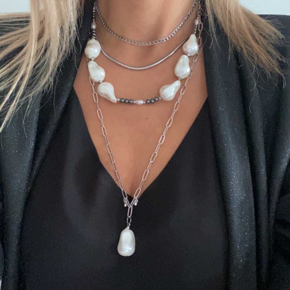 κολιέ urban flow minimal ατσάλινη αλυσίδα