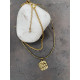 Golden Layers double necklace with gold chain and stainless steel elements διπλό κολιέ golden layers με χρυσή αλυσίδα και ατσάλινα στοιχεία