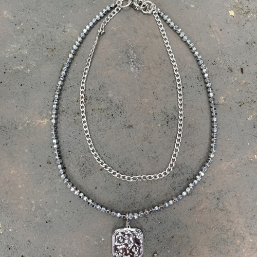 Διπλό κολιέ “Silver Layers”