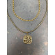 Golden Layers double necklace with gold chain and stainless steel elements διπλό κολιέ golden layers με χρυσή αλυσίδα και ατσάλινα στοιχεία