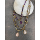 Amethyst Glow necklace with purple stones and gold details κολιέ amethyst glow με μωβ πέτρες και χρυσά στοιχεία