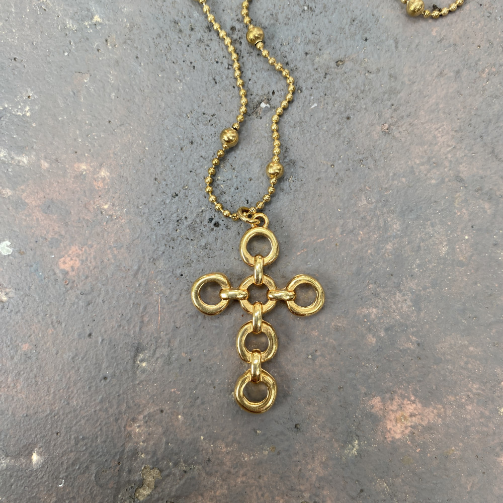 κολιέ golden faith με σταυρό ατσάλινη αλυσίδα