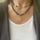"Black Gold Elegance"-κολιέ με πέρλα & μαύρα & χρυσά κρυσταλλάκια Κολιέ με μεταλλικές χάντρες