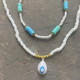 "Evil Eye Charm"- κολιέ με γυάλινες χάντρες Προσαρμόσιμη ατσάλινη αλυσίδα με μοτίφ μάτι