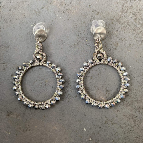 Σκουλαρίκια  "Silver Crystal Hoops"