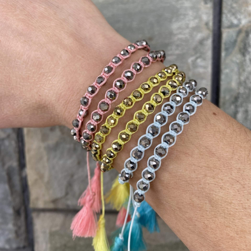 Βραχιόλι Crystal Tassel Charm για καθημερινό boho στυλ Πολύχρωμο βραχιόλι με φούντες και λαμπερές χάντρες