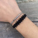 "Dark Sparkle" βραχιόλι με χρυσά και ασημί κρυσταλλάκια Μακραμέ βραχιόλι με μαύρο κορδόνι