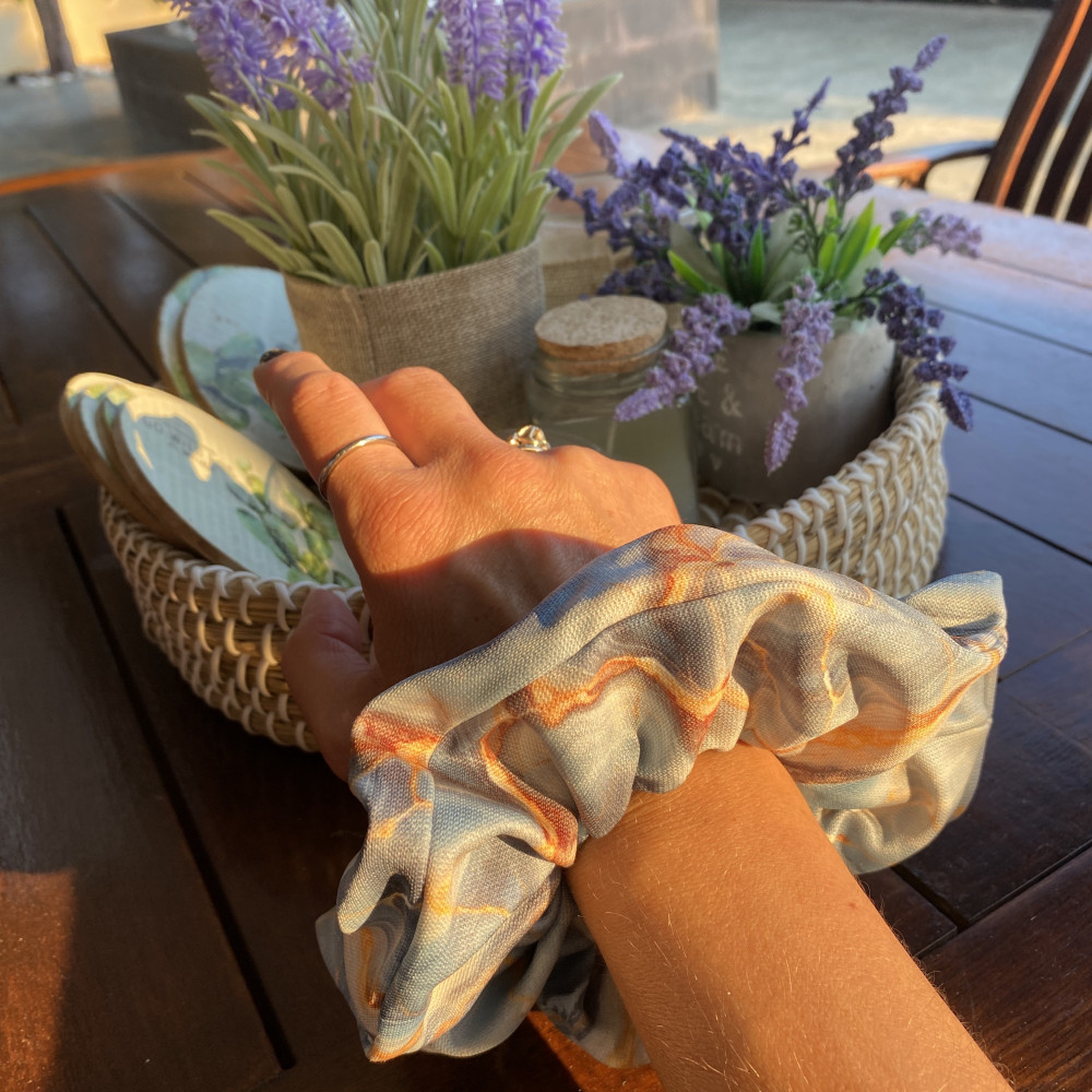 Blue Onyx Scrunchie Strechbio Eco-friendly Αξεσουάρ Μαλλιών