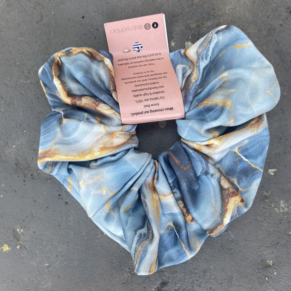Blue Onyx Scrunchie Strechbio Eco-friendly Αξεσουάρ Μαλλιών