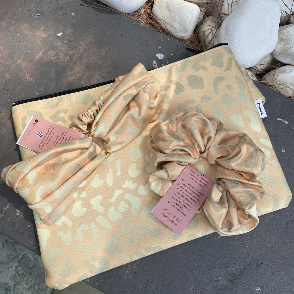 Scrunch μαλλιών Desert Glow με καμουφλάζ μπεζ και γήινες αποχρώσεις - Strechbio