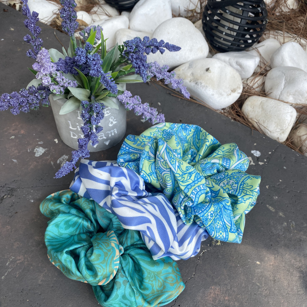 Santorini Stripes Scrunchie Strechbio Eco-friendly Αξεσουάρ Μαλλιών
