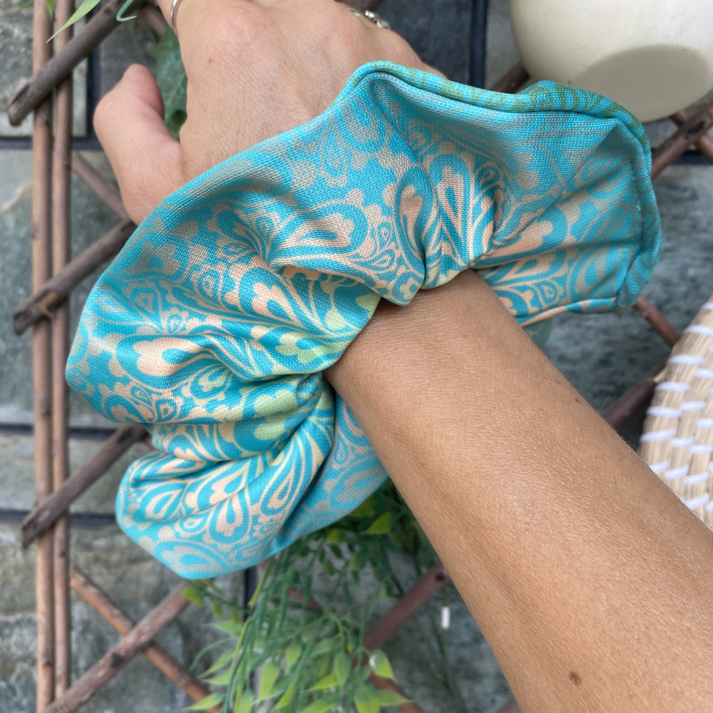 Turquoise Glow Scrunchie Strechbio Eco-friendly Αξεσουάρ Μαλλιών