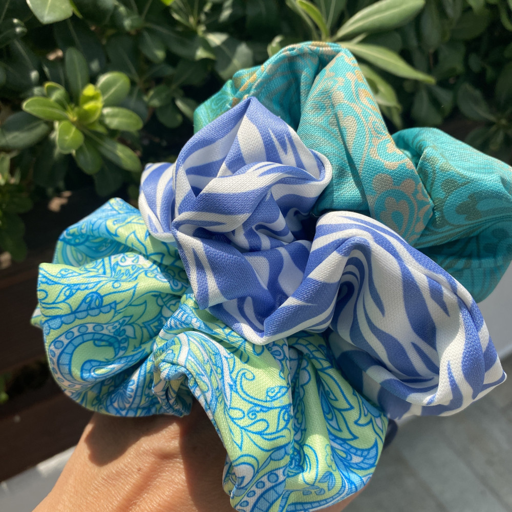 Turquoise Glow Scrunchie Strechbio Eco-friendly Αξεσουάρ Μαλλιών