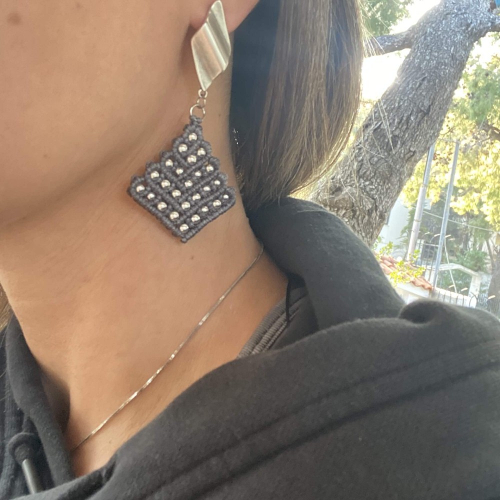 Σκουλαρίκια "Silver Rhombus Glamour" Σκουλαρίκια "Silver Rhombus Glamour"