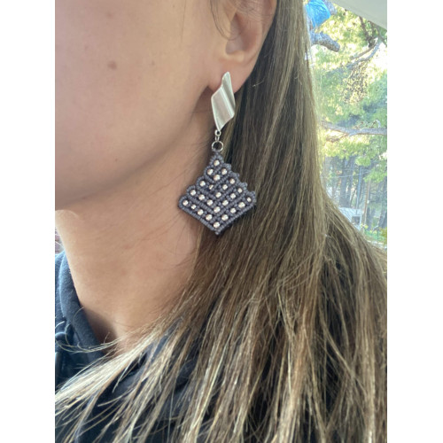Σκουλαρίκια "Silver Rhombus Glamour"